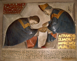 Détail d'un bas-relief à l'église St-Germain des Prés à Paris où François de Laval a été ordonné évêque le 8 décembre 1658.